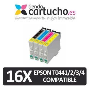 PACK 16 (ELIJA COLORES) CARTUCHOS COMPATIBLES EPSON T0441/2/3/4  PARA LA IMPRESORA Epson Stylus C64