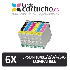 PACK 6 (ELIJA COLORES) CARTUCHOS COMPATIBLES EPSON T0481/2/3/4/5/6  PARA LA IMPRESORA Epson Stylus Photo R210