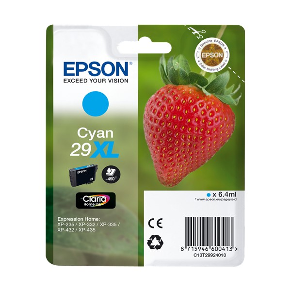 Epson 29XL Cyan, Cartouche d'encre original Epson 29XL Cyan, Cartouche d'encre original