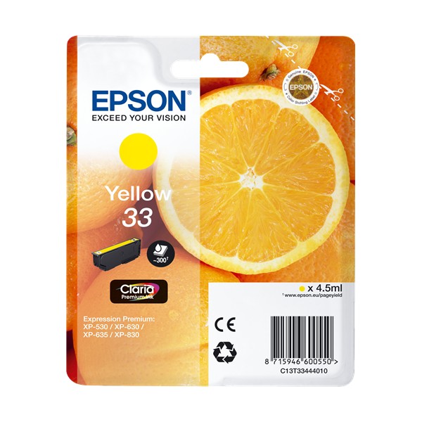 Epson 33 Jaune, Cartouche d'encre original Epson 33 Jaune, Cartouche d'encre original