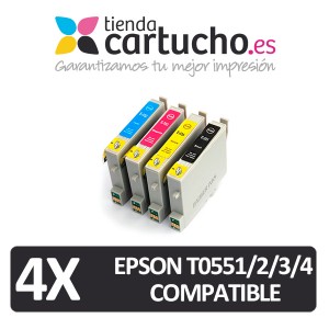 PACK 4 (ELIJA COLORES) CARTUCHOS COMPATIBLES EPSON T0551/2/3/4  PARA LA IMPRESORA Epson Stylus Photo RX450