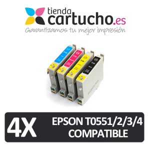 PACK 4 (ELIJA COLORES) CARTUCHOS COMPATIBLES EPSON T0551/2/3/4  PARA LA IMPRESORA Epson Stylus Photo R 240