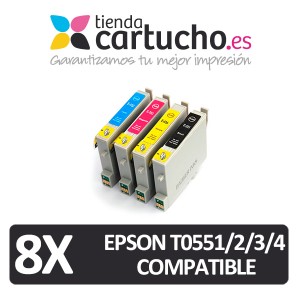 PACK 8 (ELIJA COLORES) CARTUCHOS COMPATIBLES EPSON T0551/2/3/4  PARA LA IMPRESORA Epson Stylus Photo RX450