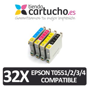 PACK 32 (ELIJA COLORES) CARTUCHOS COMPATIBLES EPSON T0551/2/3/4  PARA LA IMPRESORA Epson Stylus Photo RX520