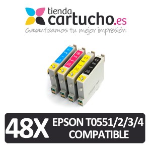 PACK 48 (ELIJA COLORES) CARTUCHOS COMPATIBLES EPSON T0551/2/3/4  PARA LA IMPRESORA Epson Stylus Photo RX 520 