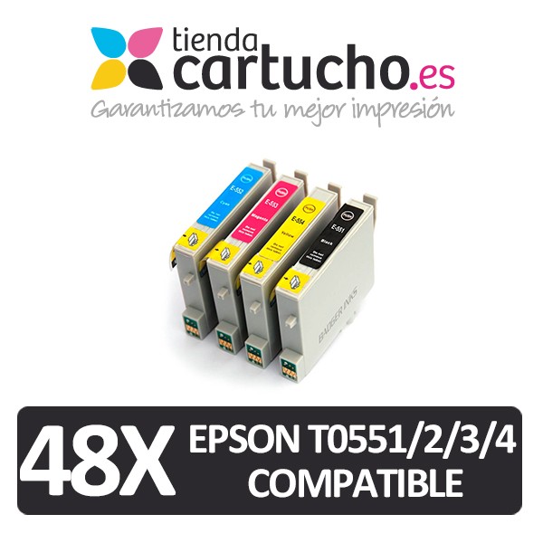 PACK 48 (CHOISIR LES COULEURS) CARTOUCHES COMPATIBLES EPSON T0551/2/3/4 PACK 48 (CHOISIR LES COULEURS) CARTOUCHES COMPATIBLES EPSON T0551/2/3/4