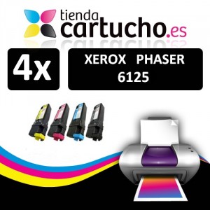 PACK 4 (ELIJA COLORES) CARTUCHOS COMPATIBLES XEROX PHASER 6125 PARA LA IMPRESORA Toner Xerox Phaser 6125