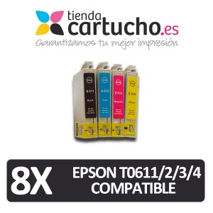 PACK 8 (ELIJA COLORES) CARTUCHOS COMPATIBLES EPSON T0611/2/3/4 PERTENENCIENTE A LA REFERENCIA Encre Epson T0611/2/3/4