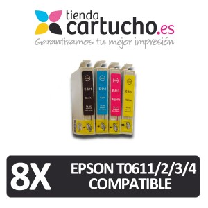 PACK 8 (ELIJA COLORES) CARTUCHOS COMPATIBLES EPSON T0611/2/3/4 PARA LA IMPRESORA Epson Stylus D 68 PE