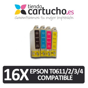 PACK 16 (ELIJA COLORES) CARTUCHOS COMPATIBLES EPSON T0611/2/3/4 PERTENENCIENTE A LA REFERENCIA Encre Epson T0611/2/3/4