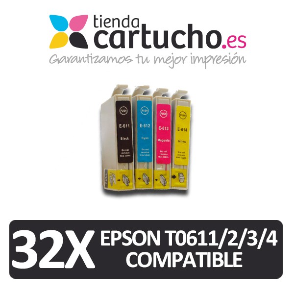 PACK 32 (CHOISIR LES COULEURS) CARTOUCHES COMPATIBLES EPSON T0611/2/3/4 PACK 32 (CHOISIR LES COULEURS) CARTOUCHES COMPATIBLES EPSON T0611/2/3/4
