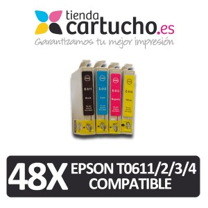 PACK 48 (ELIJA COLORES) CARTUCHOS COMPATIBLES EPSON T0611/2/3/4 PARA LA IMPRESORA Epson Stylus D 88 Plus