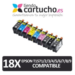 PACK 18 (ELIJA COLORES) CARTUCHOS COMPATIBLES EPSON T1571/2/3/4/5/6/7/8/9 PERTENENCIENTE A LA REFERENCIA Encre Epson T1571/2/3/4/5/6/7/8/9