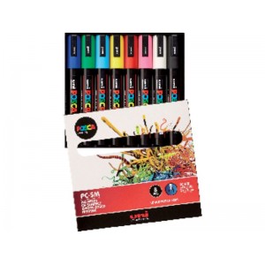 UNI BALL Estuche de 8 uniades de marcardores permanentes PC-5M POSCA colores brillanetes.