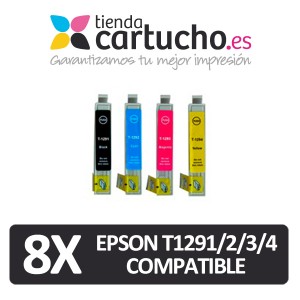 PACK 8 (ELIJA COLORES) CARTUCHOS COMPATIBLES EPSON T1291/2/3/4 PARA LA IMPRESORA Epson Stylus Office BX 305 FW