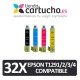 PACK 32 (ELIJA COLORES) CARTUCHOS COMPATIBLES EPSON T1291/2/3/4