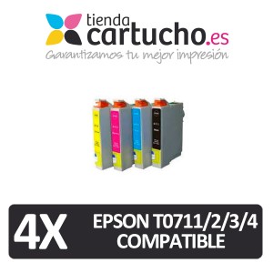 PACK 4 (ELIJA COLORES) CARTUCHOS COMPATIBLES EPSON T0711/2/3/4 PARA LA IMPRESORA Cartouches d'encre Epson Stylus DX6050