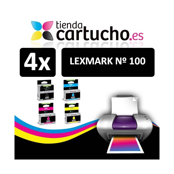 PACK 4 (CHOISIR LES COULEURS) CARTOUCHES COMPATIBLES LEXMARK Nº 100 PACK 4 (CHOISIR LES COULEURS) CARTOUCHES COMPATIBLES LEXMARK Nº 100