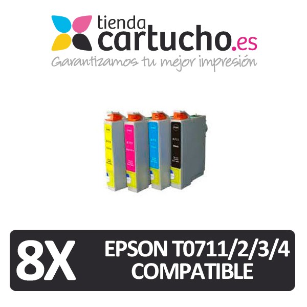 Pack 8 (Choisir Couleurs) Cartouches Compatibles Epson T0711/2/3/4 Pack 8 (Choisir Couleurs) Cartouches Compatibles Epson T0711/2/3/4