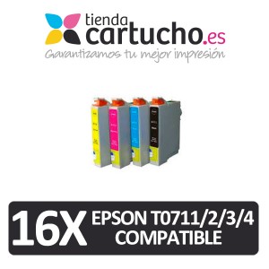 PACK 16 (ELIJA COLORES) CARTUCHOS COMPATIBLES EPSON T0711/2/3/4 PARA LA IMPRESORA Epson Stylus Office BX 600 FW