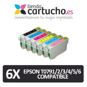 PACK 6 (ELIJA COLORES) CARTUCHOS COMPATIBLES EPSON T0791/2/3/4/5/6 PARA LA IMPRESORA Epson Stylus Photo P 50