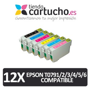 PACK 12 (ELIJA COLORES) CARTUCHOS COMPATIBLES EPSON T0791/2/3/4/5/6 PARA LA IMPRESORA Epson Stylus Photo PX 650