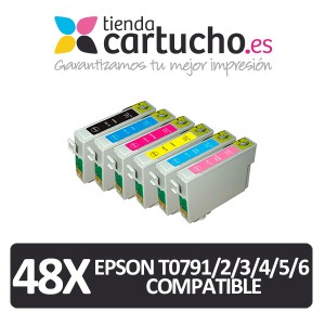 PACK 48 (ELIJA COLORES) CARTUCHOS COMPATIBLES EPSON T0791/2/3/4/5/6 PERTENENCIENTE A LA REFERENCIA Encre Epson T0791/2/3/4/5/6