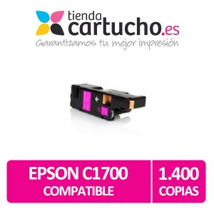 Toner MAGENTA EPSON C1700 compatible, sustituye al toner original EPSON C13S050612 PARA LA IMPRESORA Epson Aculaser CX17