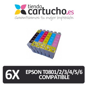 PACK 6 (ELIJA COLORES) CARTUCHOS COMPATIBLES EPSON T0801/2/3/4/5/6 PARA LA IMPRESORA Epson Stylus Photo RX 685