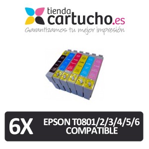 PACK 6 (ELIJA COLORES) CARTUCHOS COMPATIBLES EPSON T0801/2/3/4/5/6 PERTENENCIENTE A LA REFERENCIA Encre Epson T0801/2/3/4/5/6