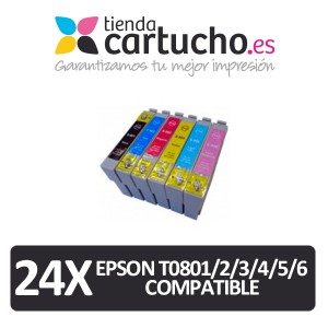PACK 24 (ELIJA COLORES) CARTUCHOS COMPATIBLES EPSON T0801/2/3/4/5/6 PARA LA IMPRESORA Epson Stylus Photo RX 585