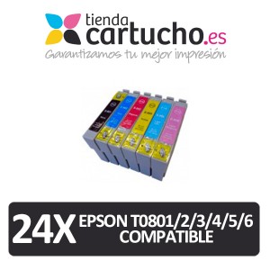 PACK 24 (ELIJA COLORES) CARTUCHOS COMPATIBLES EPSON T0801/2/3/4/5/6 PERTENENCIENTE A LA REFERENCIA Encre Epson T0801/2/3/4/5/6