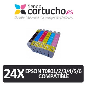 PACK 24 (ELIJA COLORES) CARTUCHOS COMPATIBLES EPSON T0801/2/3/4/5/6 PARA LA IMPRESORA Epson Stylus Photo PX830FWD