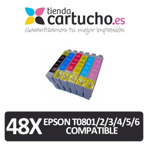 PACK 48 (ELIJA COLORES) CARTUCHOS COMPATIBLES EPSON T0801/2/3/4/5/6 PERTENENCIENTE A LA REFERENCIA Encre Epson T0801/2/3/4/5/6