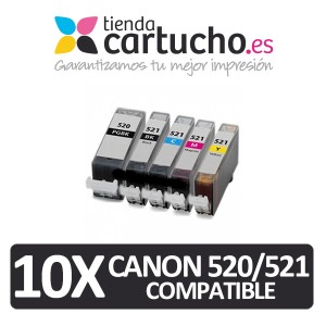 PACK 10 (ELIJA COLORES) CARTUCHOS COMPATIBLES CANON PGI-520 CLI-521 PERTENENCIENTE A LA REFERENCIA Canon PGI520 / CLI521
