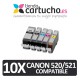 PACK 10 (ELIJA COLORES) CARTUCHOS COMPATIBLES CANON PGI-520 CLI-521