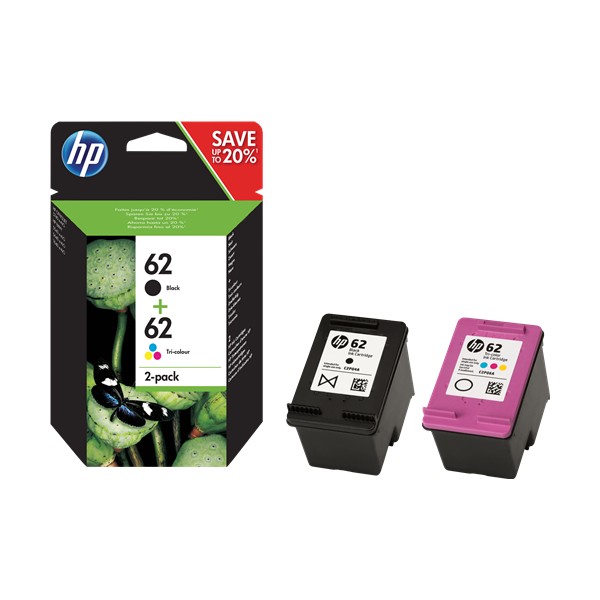 Pack cartouches HP 62 Noir + Color Original Pack cartouches HP 62 Noir + Color Original