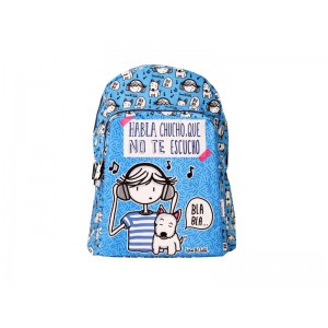 LOVE&CHILD Mochila poliéster azul con cintas para trolley
