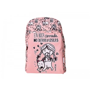 LOVE&CHILD Mochila poliéster rosa con cintas para trolley