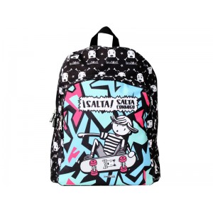 LOVE&CHILD Mochila poliéster negra con cintas para trolley