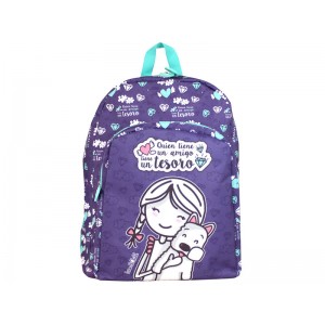 LOVE&CHILD Mochila poliéster morada con cintas para trolley