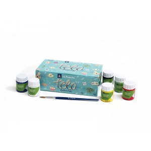 LA PAJARITA Pinturas Caja 6 Ud Textil + Pincel Div colores 