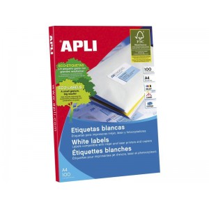 APLI Etiquetas ILC Caja 100 hojas 200 ud 210 x 148 Blancas