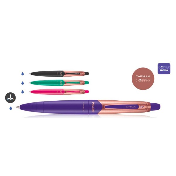 Milán bolígrafo Capsule Copper Ballpen, tinta azul. Colores surtidos Milán bolígrafo Capsule Copper Ballpen, tinta azul. Colores surtidos