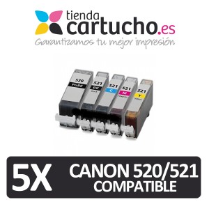 PACK 5 (ELIJA COLORES) CARTUCHOS COMPATIBLES CANON PGI-520 CLI-521 PARA LA IMPRESORA Cartouches d'encre Canon Pixma MP620