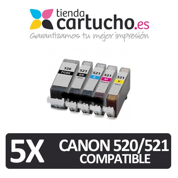 PACK 5 (CHOISIR LES COULEURS) CARTOUCHES COMPATIBLES CANON PGI-520 CLI-521 PACK 5 (CHOISIR LES COULEURS) CARTOUCHES COMPATIBLES CANON PGI-520 CLI-521