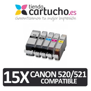 PACK 15 (ELIJA COLORES) CARTUCHOS COMPATIBLES CANON PGI-520 CLI-521 PARA LA IMPRESORA Cartouches d'encre Canon Pixma IP4700