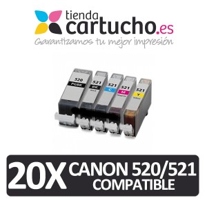 PACK 20 (ELIJA COLORES) CARTUCHOS COMPATIBLES CANON PGI-520 CLI-521 PARA LA IMPRESORA Cartouches d'encre Canon Pixma IP4600