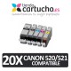 PACK 20 (ELIJA COLORES) CARTUCHOS COMPATIBLES CANON PGI-520 CLI-521