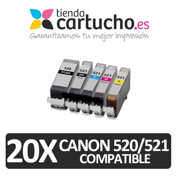 PACK 20 (CHOISIR LES COULEURS) CARTOUCHES COMPATIBLES CANON PGI-520 CLI-521 PACK 20 (CHOISIR LES COULEURS) CARTOUCHES COMPATIBLES CANON PGI-520 CLI-521